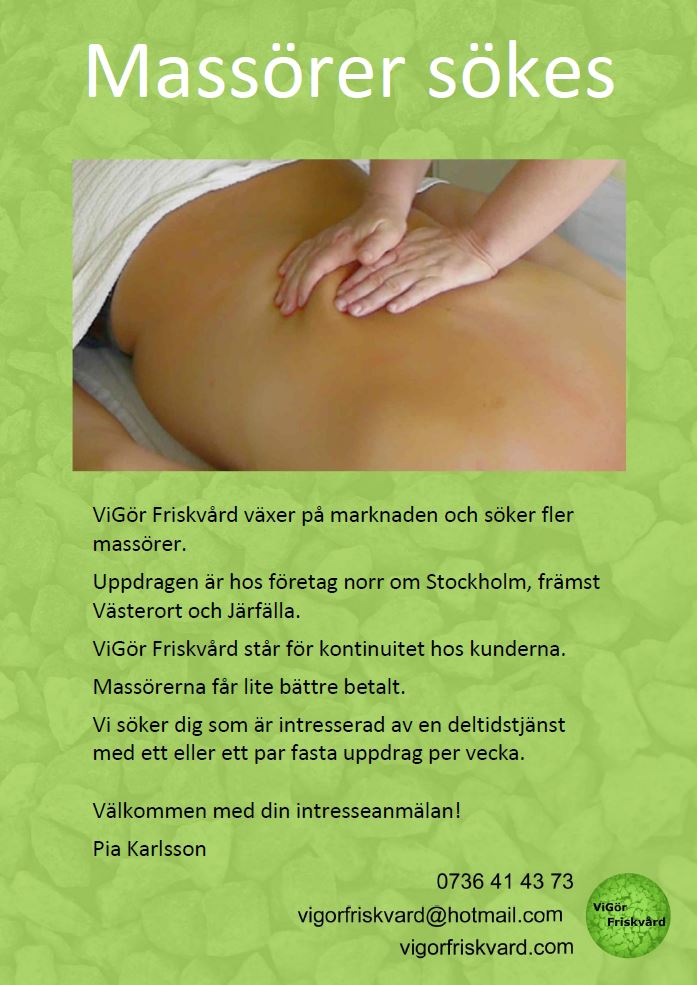 Massörer på företag sökes